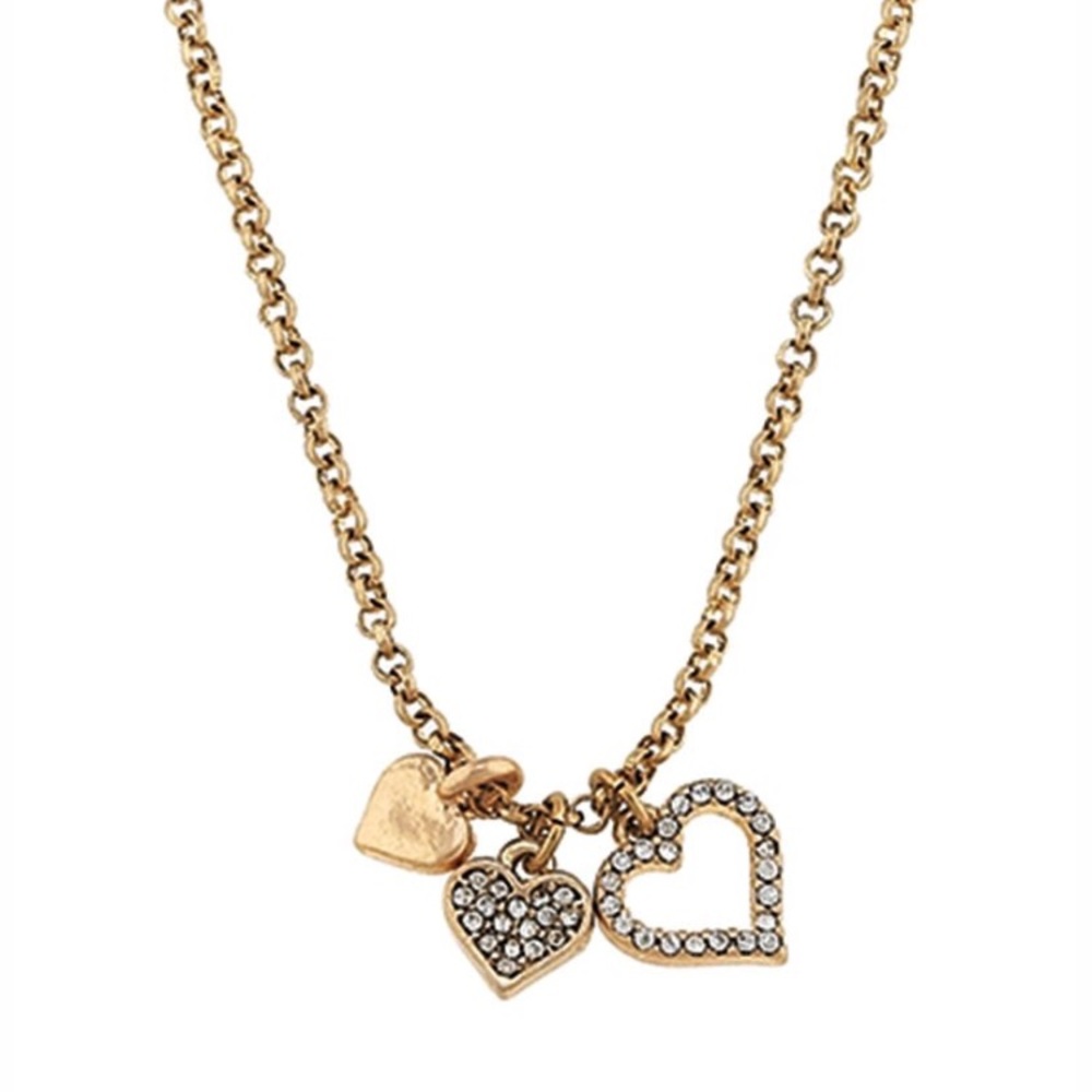 3/$25 Crystal Triple Heart Charm Necklace
